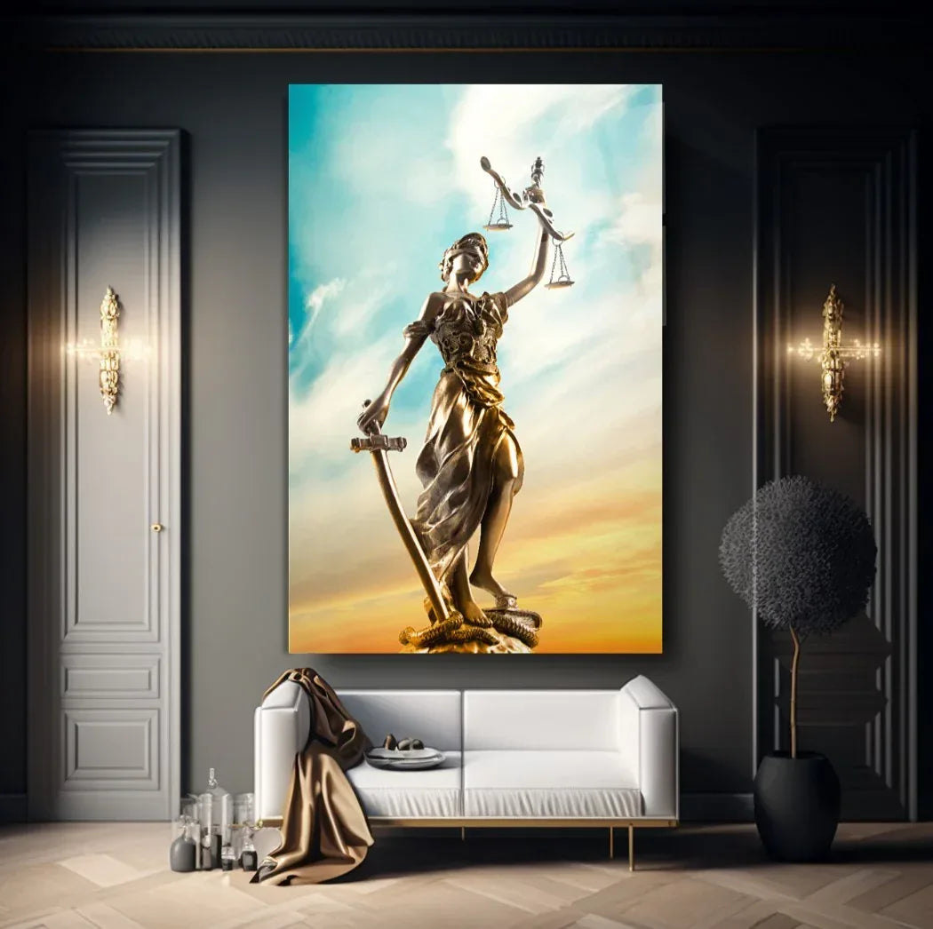 Goddess Themis Glass Wall Art - LUXARTDECO