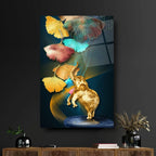 Golden Elephant Glass Wall Art - LUXARTDECO