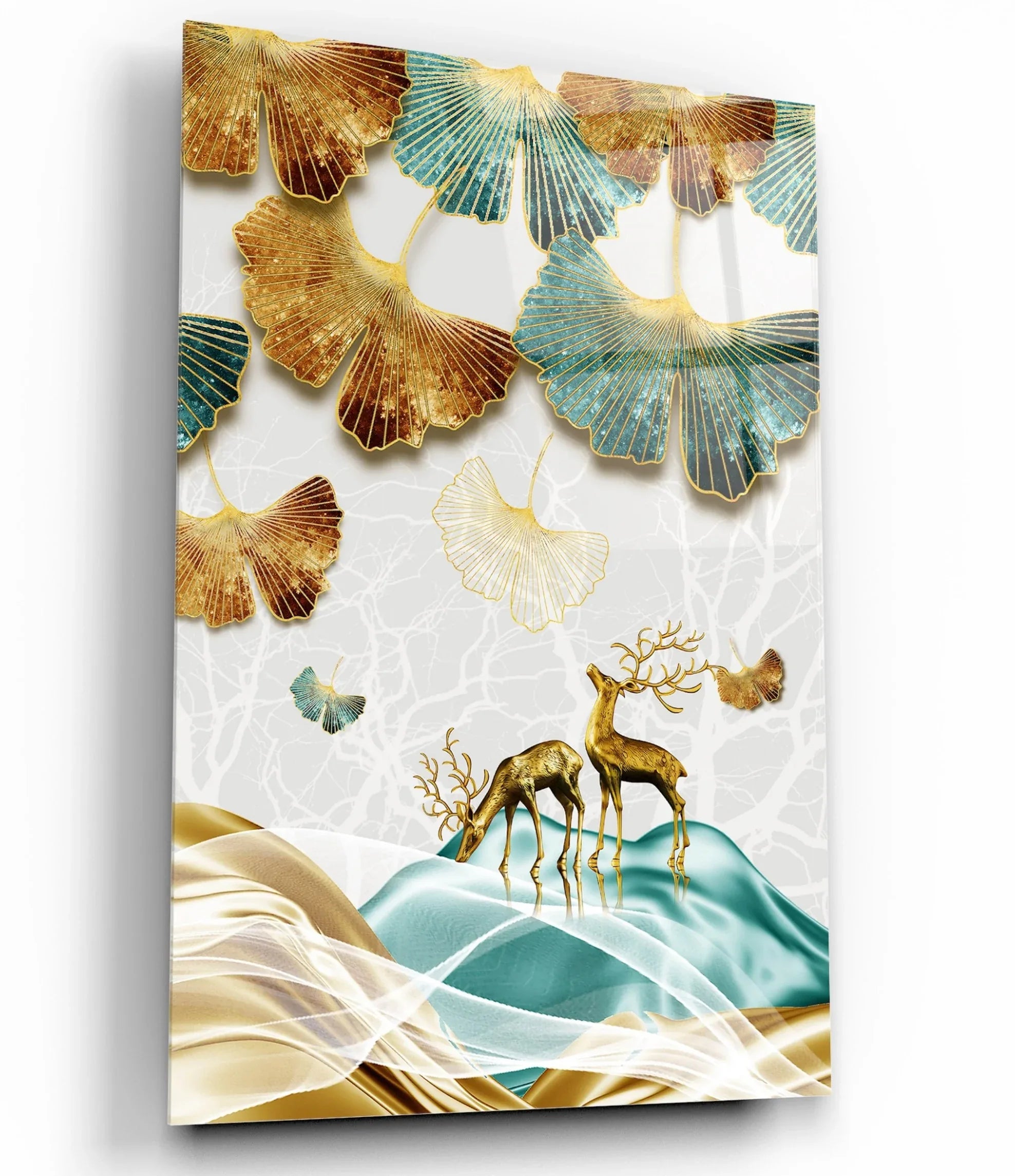 Gold Deer Glas Wall Art - LUXARTDECO