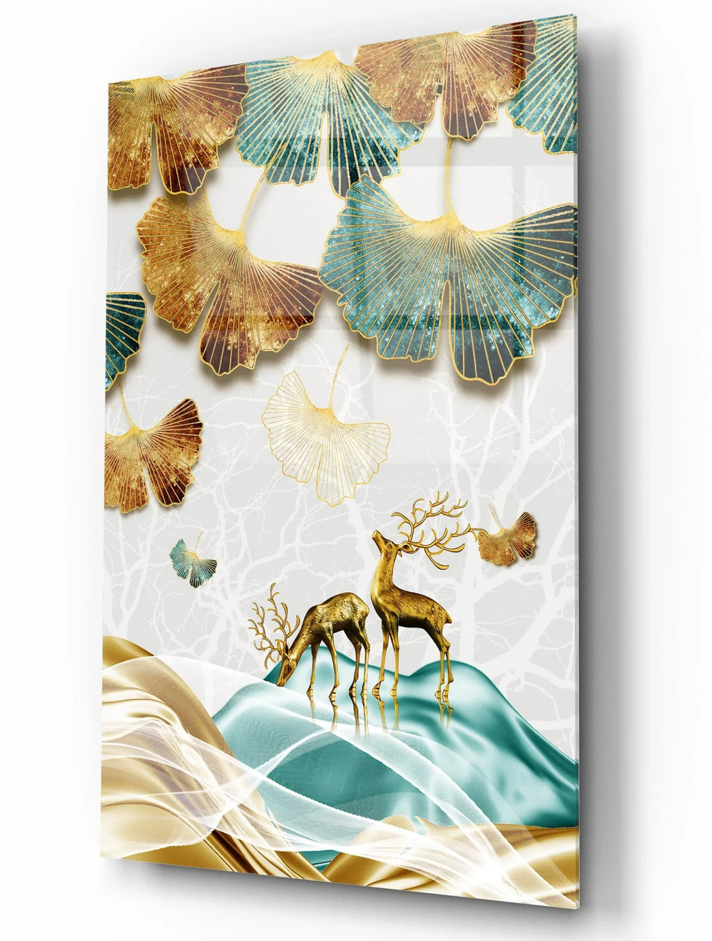 Gold Deer Glas Wall Art - LUXARTDECO