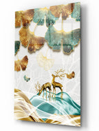 Gold Deer Glas Wall Art - LUXARTDECO