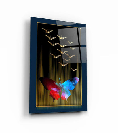 Abstract Butterflies Glass Wall Art - LUXARTDECO