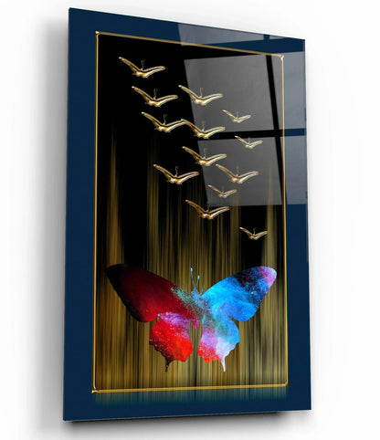 Abstract Butterflies Glass Wall Art - LUXARTDECO