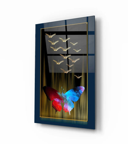 Abstract Butterflies Glass Wall Art - LUXARTDECO