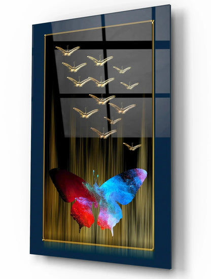 Abstract Butterflies Glass Wall Art - LUXARTDECO