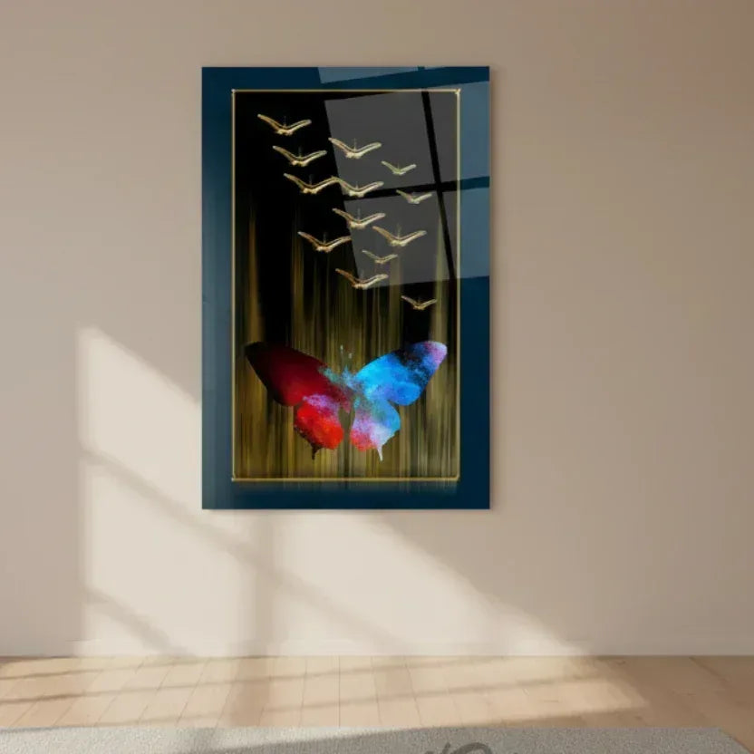 Abstract Butterflies Glass Wall Art - LUXARTDECO