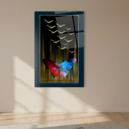 Abstract Butterflies Glass Wall Art - LUXARTDECO