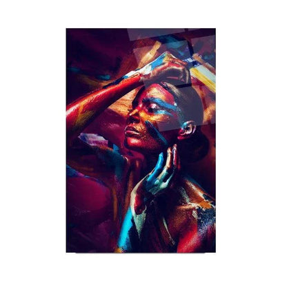 Drawn Woman Glass Wall Art - LUXARTDECO