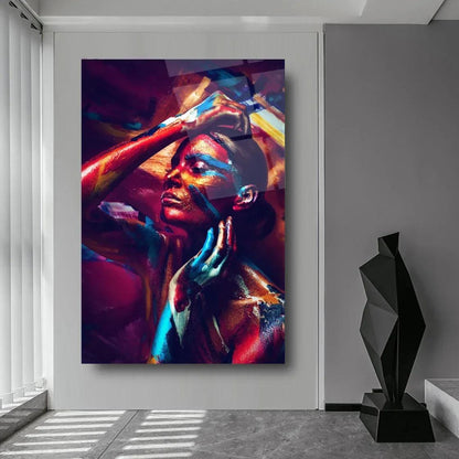 Drawn Woman Glass Wall Art - LUXARTDECO