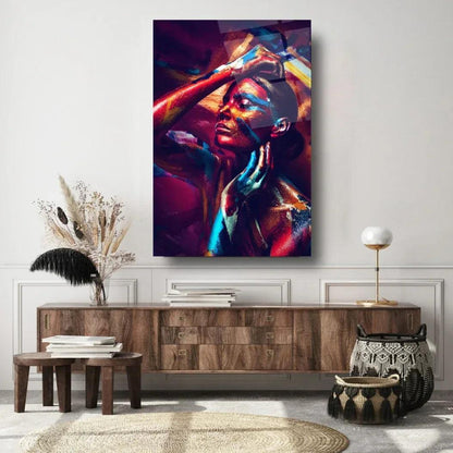 Drawn Woman Glass Wall Art - LUXARTDECO