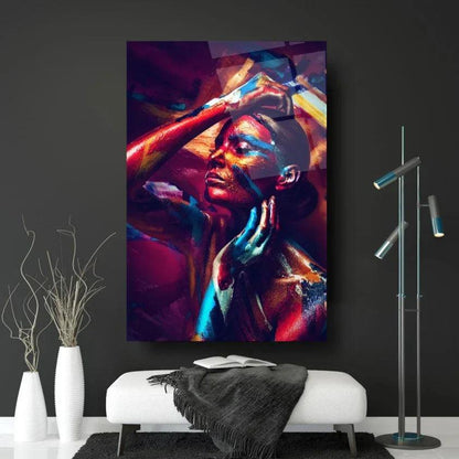 Drawn Woman Glass Wall Art - LUXARTDECO