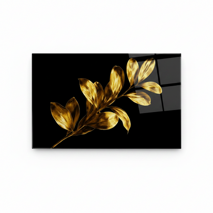 Gold Leaves Glass Wall Art