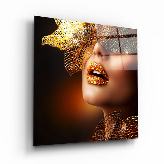 Woman Visage Glass Wall Art
