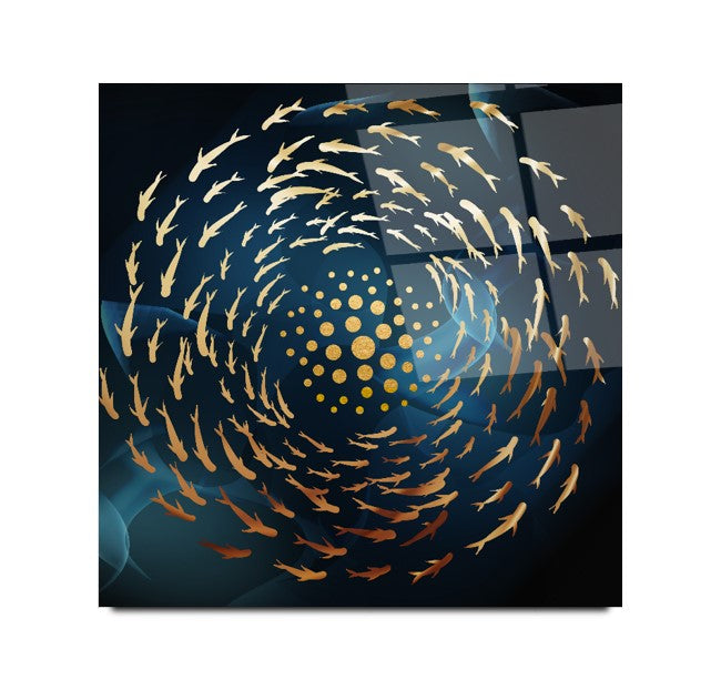 Décoration murale en verre poisson rouge