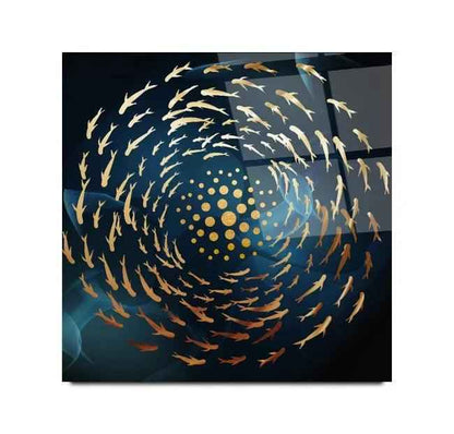 Gold Fish Glass Wall Art