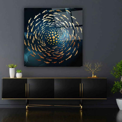 Gold Fish Glass Wall Art