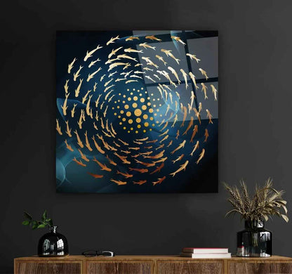 Gold Fish Glass Wall Art