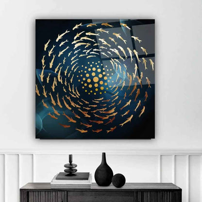 Gold Fish Glass Wall Art
