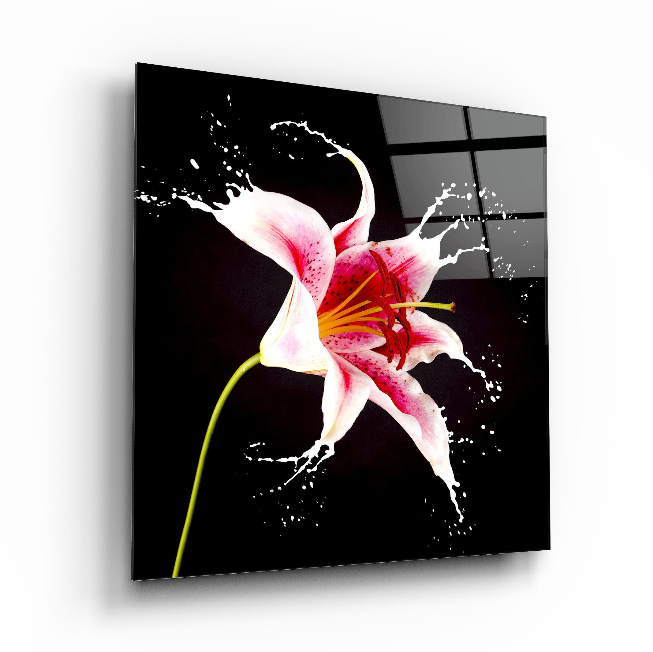 Pink Flower Glass Wall Art