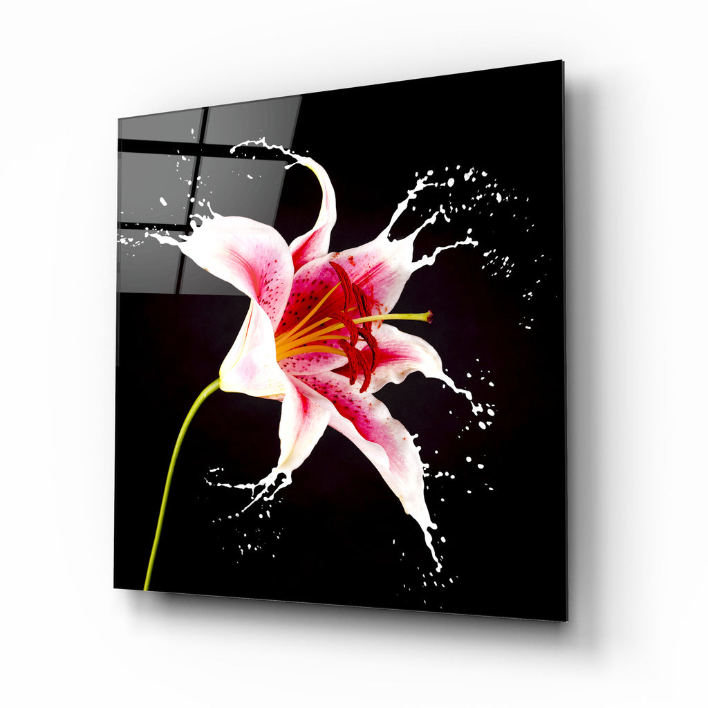 Pink Flower Glass Wall Art