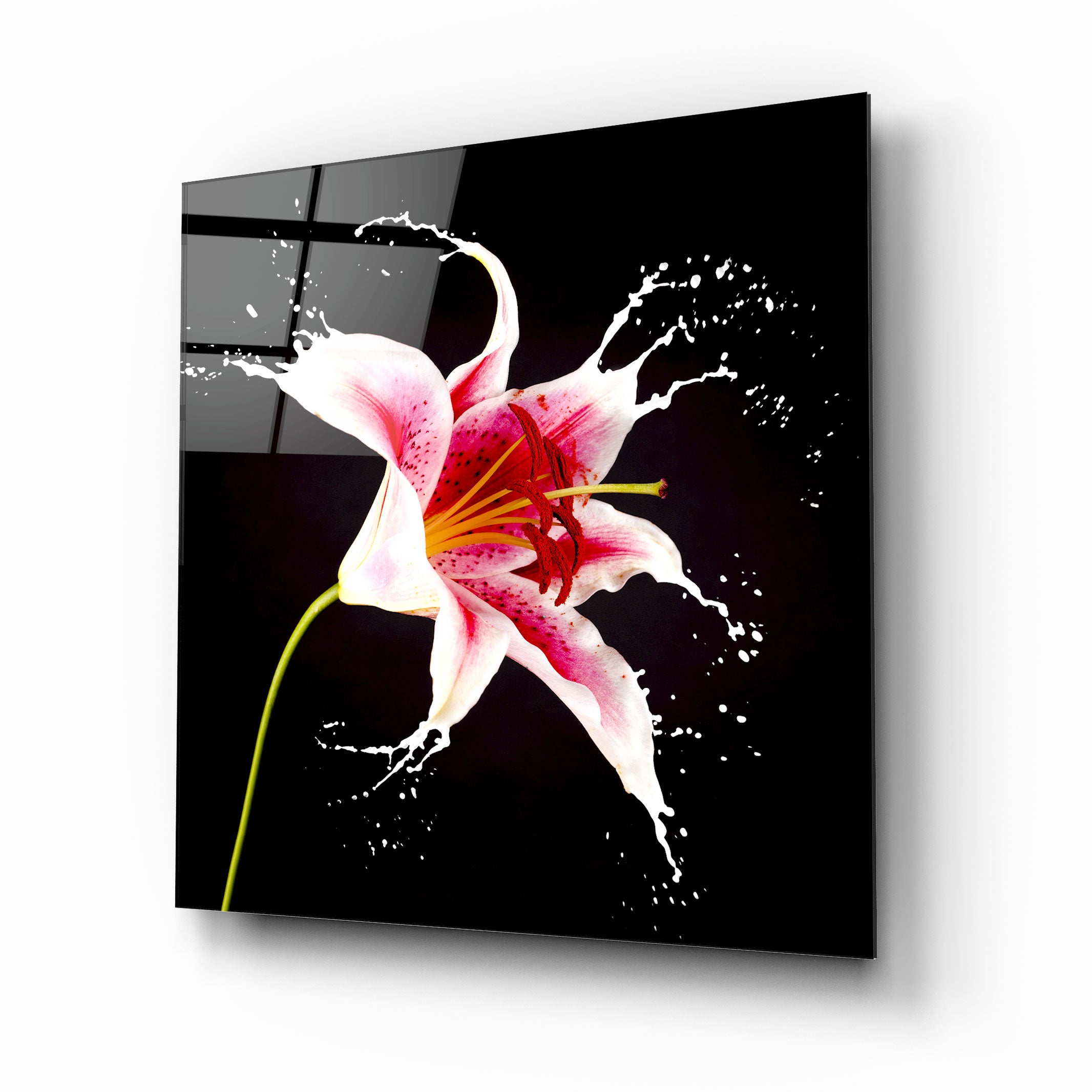 Pink Flower Glass Wall Art