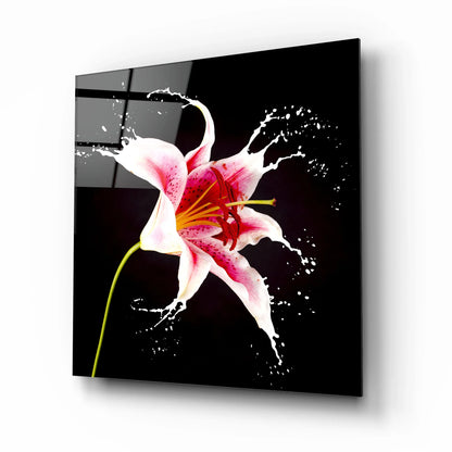 Pink Lily Glass Wall Art - LUXARTDECO