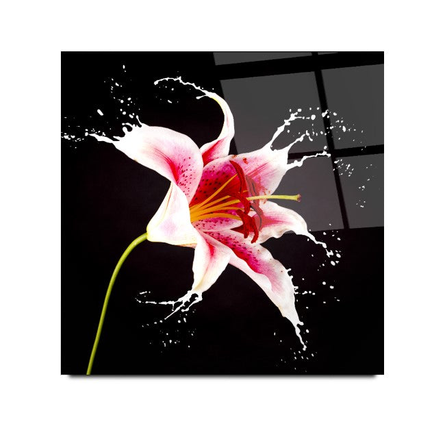 Pink Flower Glass Wall Art