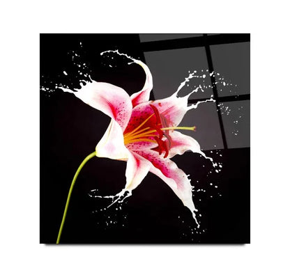 Pink Lily Glass Wall Art - LUXARTDECO