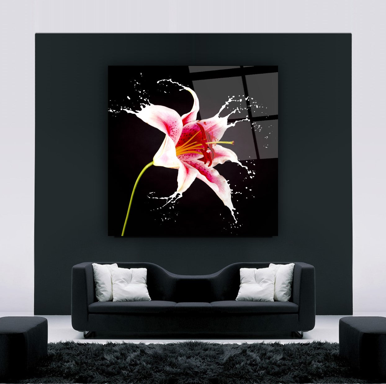 Pink Flower Glass Wall Art