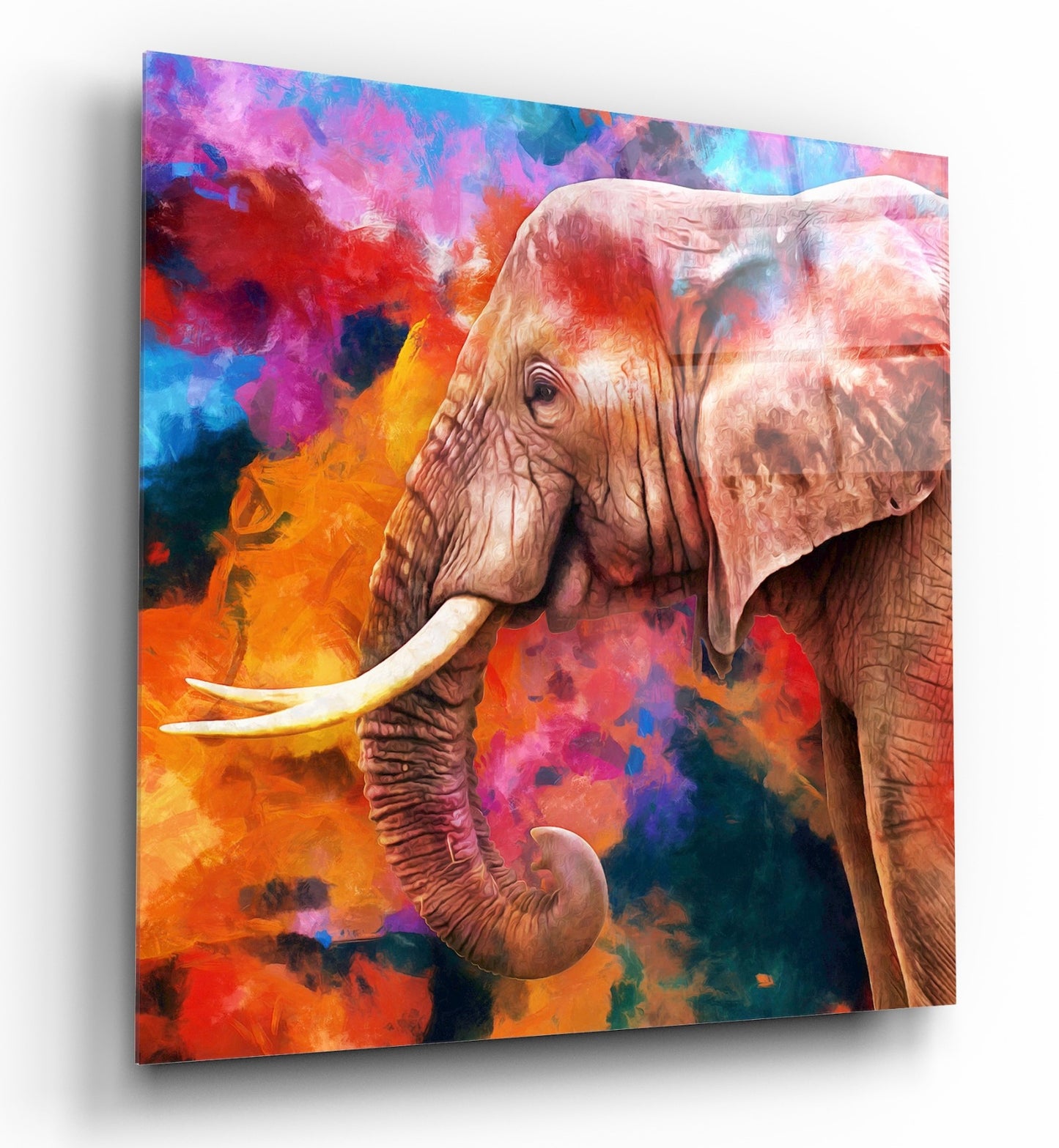 Arte murale in vetro raffigurante un elefante 