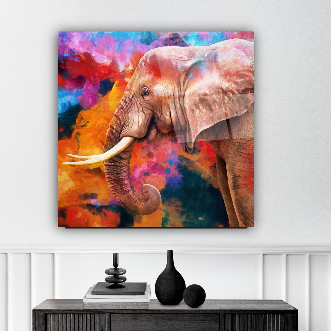 Arte murale in vetro raffigurante un elefante 