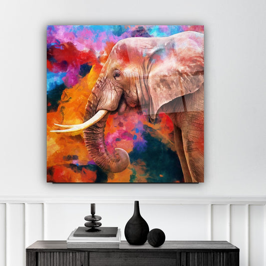 Arte murale in vetro raffigurante un elefante 