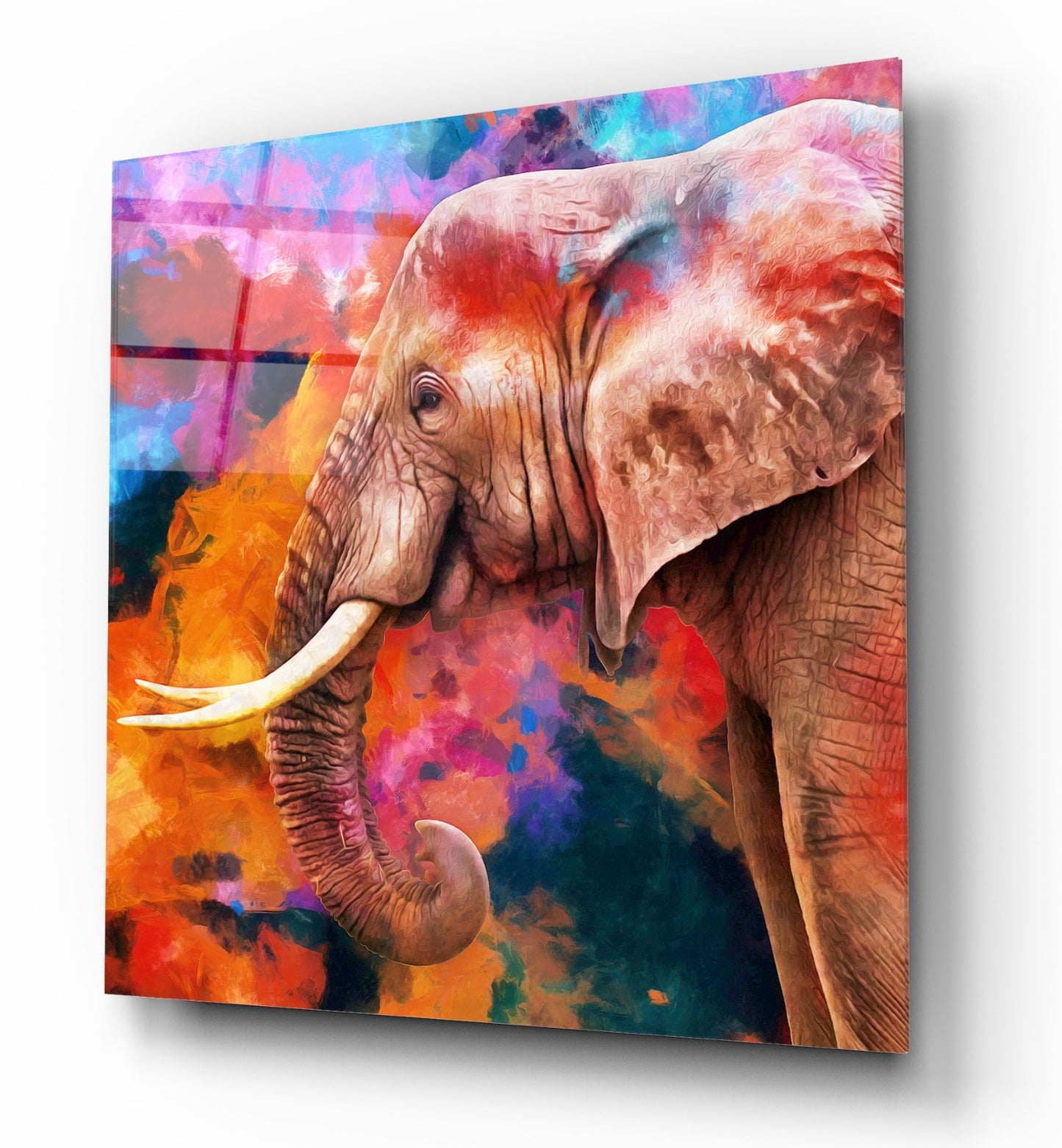 Arte murale in vetro raffigurante un elefante 