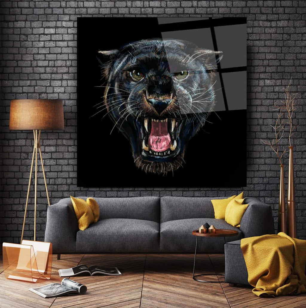Jaguar Glass Wall Art - LUXARTDECO