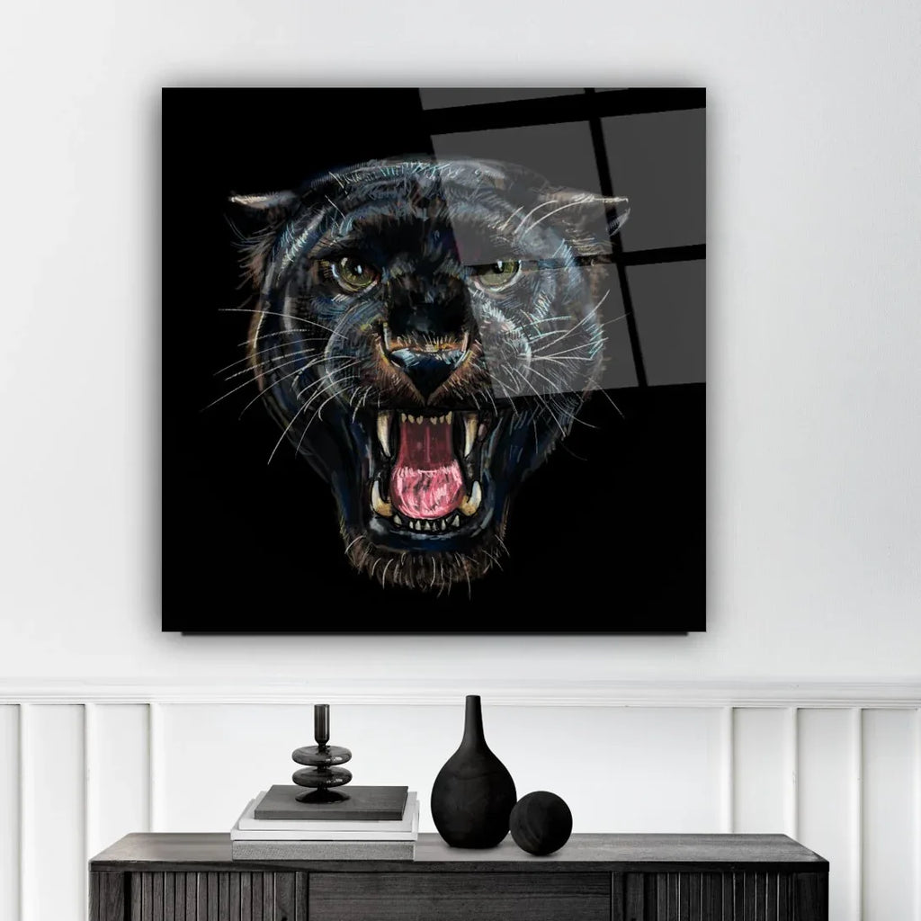Jaguar Glass Wall Art - LUXARTDECO