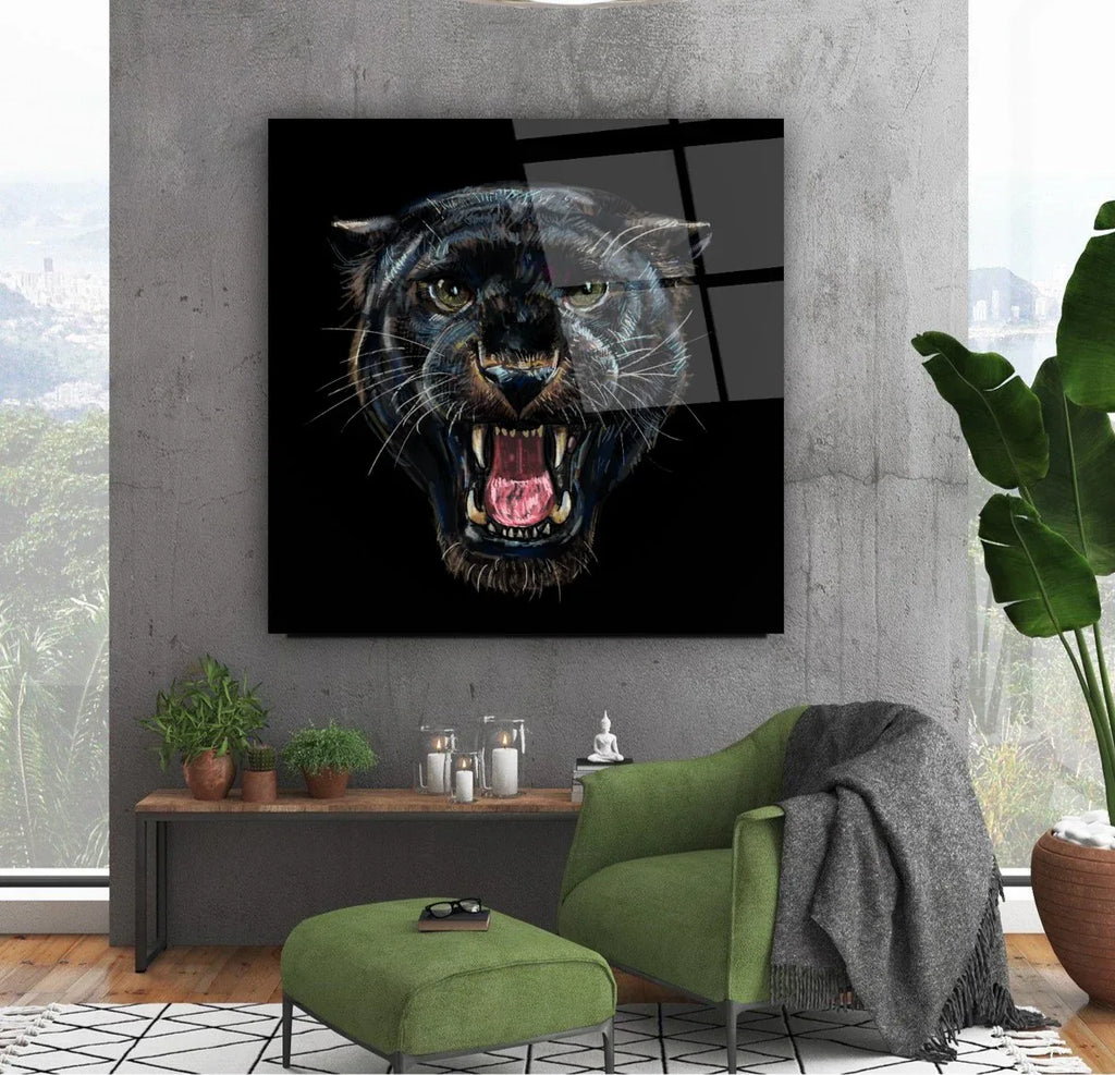 Jaguar Glass Wall Art - LUXARTDECO