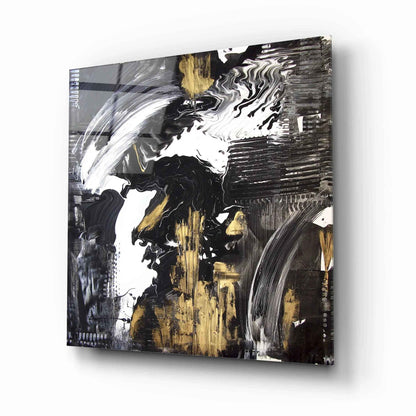 Gold and Black Abstract Glass Wall Art
