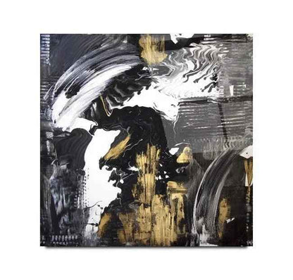 Gold and Black Abstract Glass Wall Art