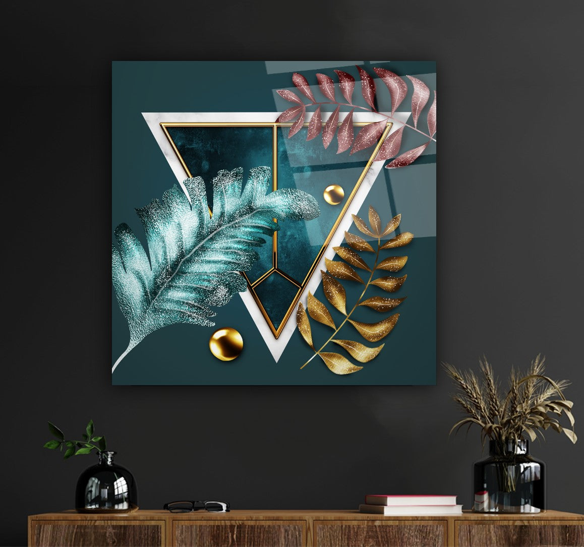 Colorful Leaves Glass Wall Art