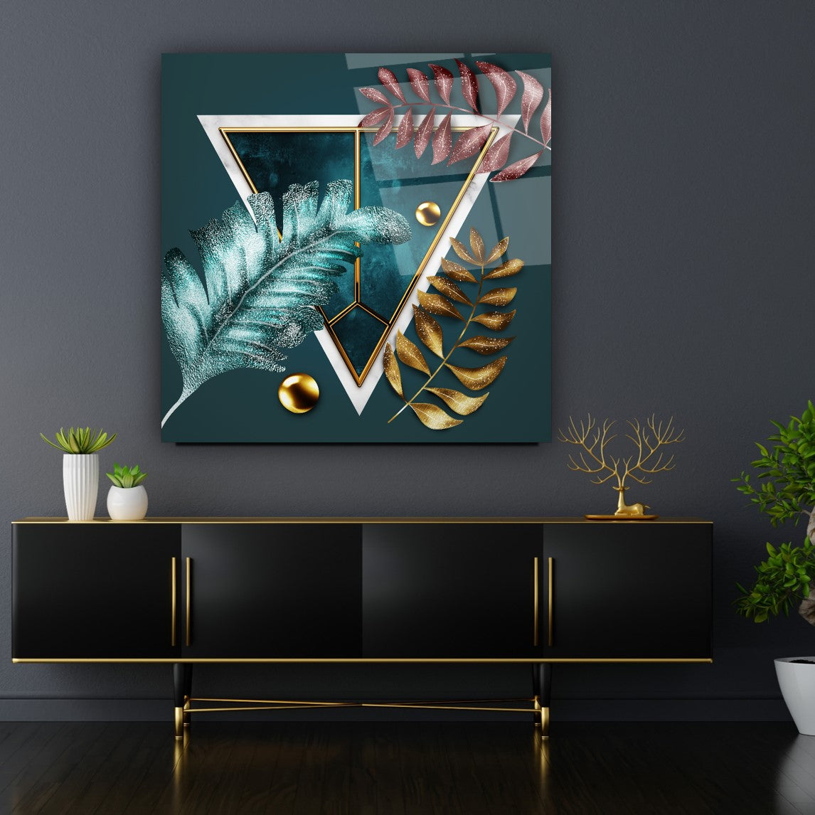 Colorful Leaves Glass Wall Art