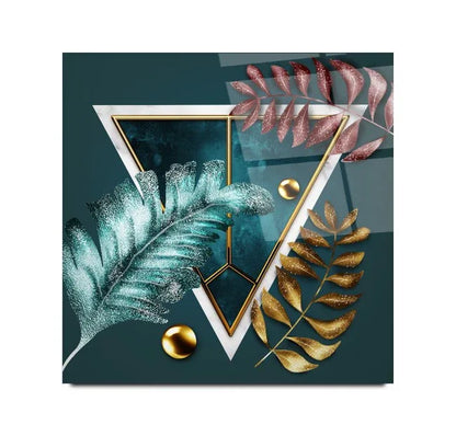 Colorful Leaves Glass Wall Art - LUXARTDECO