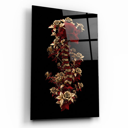 Art du Crâne Tableau en Verre Trempé
