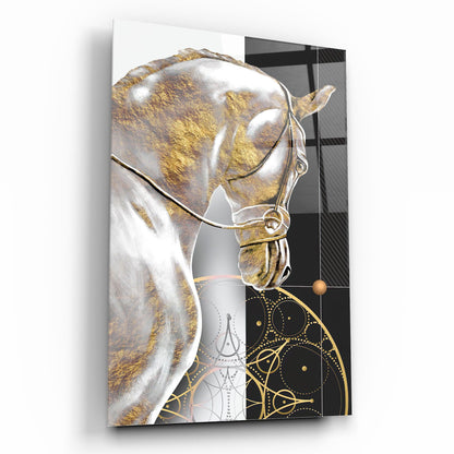 Cheval d'Or Tableau en Verre Trempé