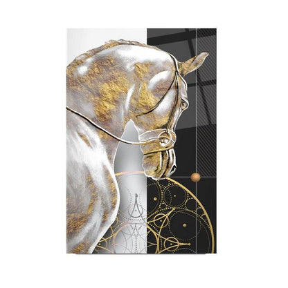 Cheval d'Or Tableau en Verre Trempé