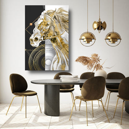 Cavallo D'oro Quadro in Vetro Temperato
