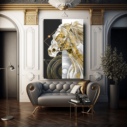 Cavallo D'oro Quadro in Vetro Temperato