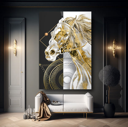 Cavallo D'oro Quadro in Vetro Temperato