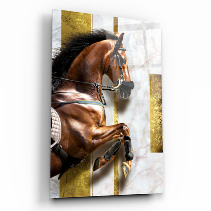 Cheval Hippique Tableau en Verre Trempé