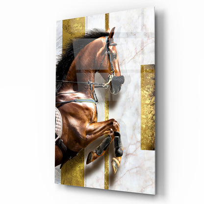 Cheval Hippique Tableau en Verre Trempé