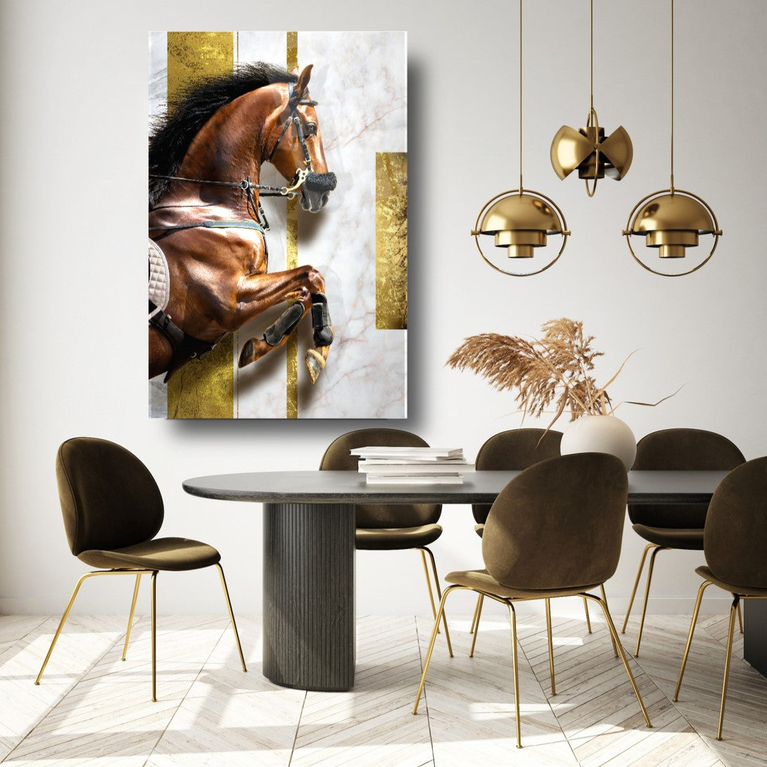 Cheval Hippique Tableau en Verre Trempé